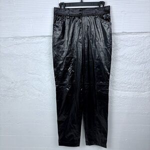 ARITZA Wilfred Black Straight Leg Pants faux leather Glossy Finish size 10